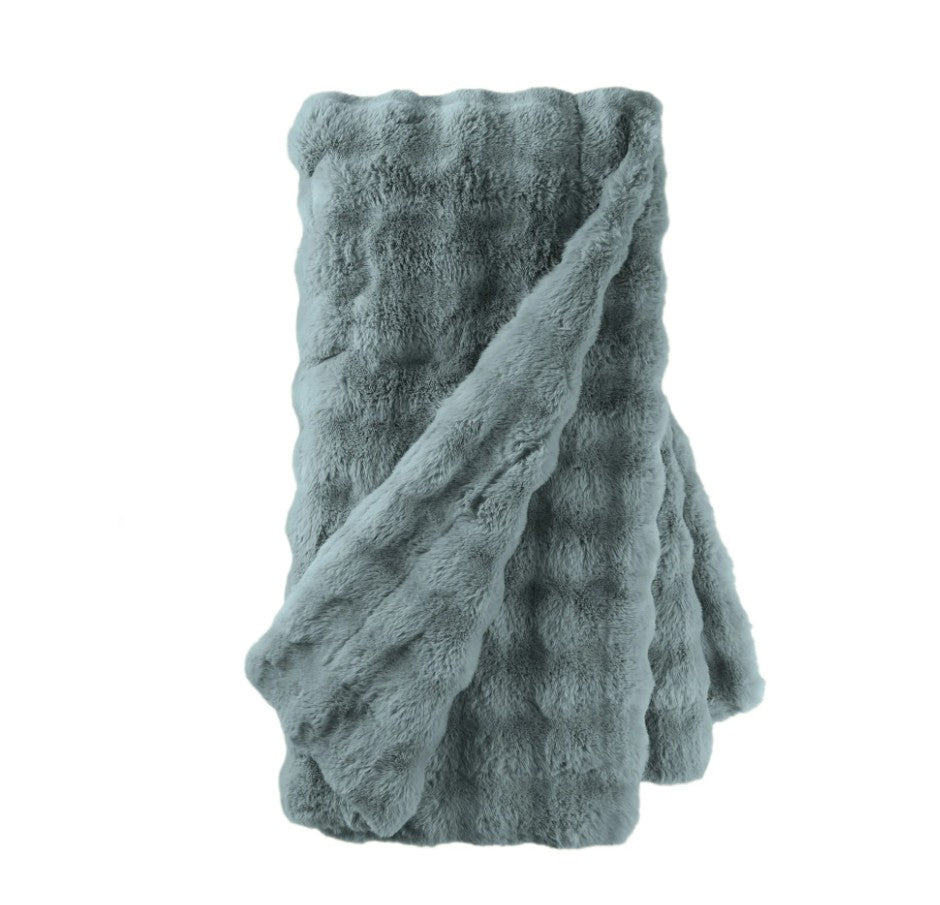Faux Fur Throw Dusk Blue