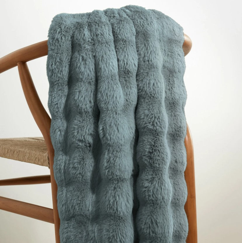 Faux Fur Throw Dusk Blue