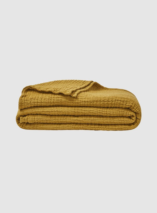 Muslin Cotton Throw Mustard