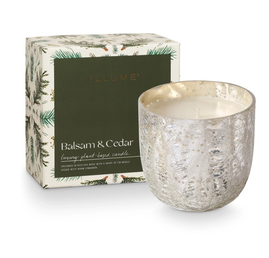 Balsam & Cedar Candle, Luxe Sanded Glass, Large