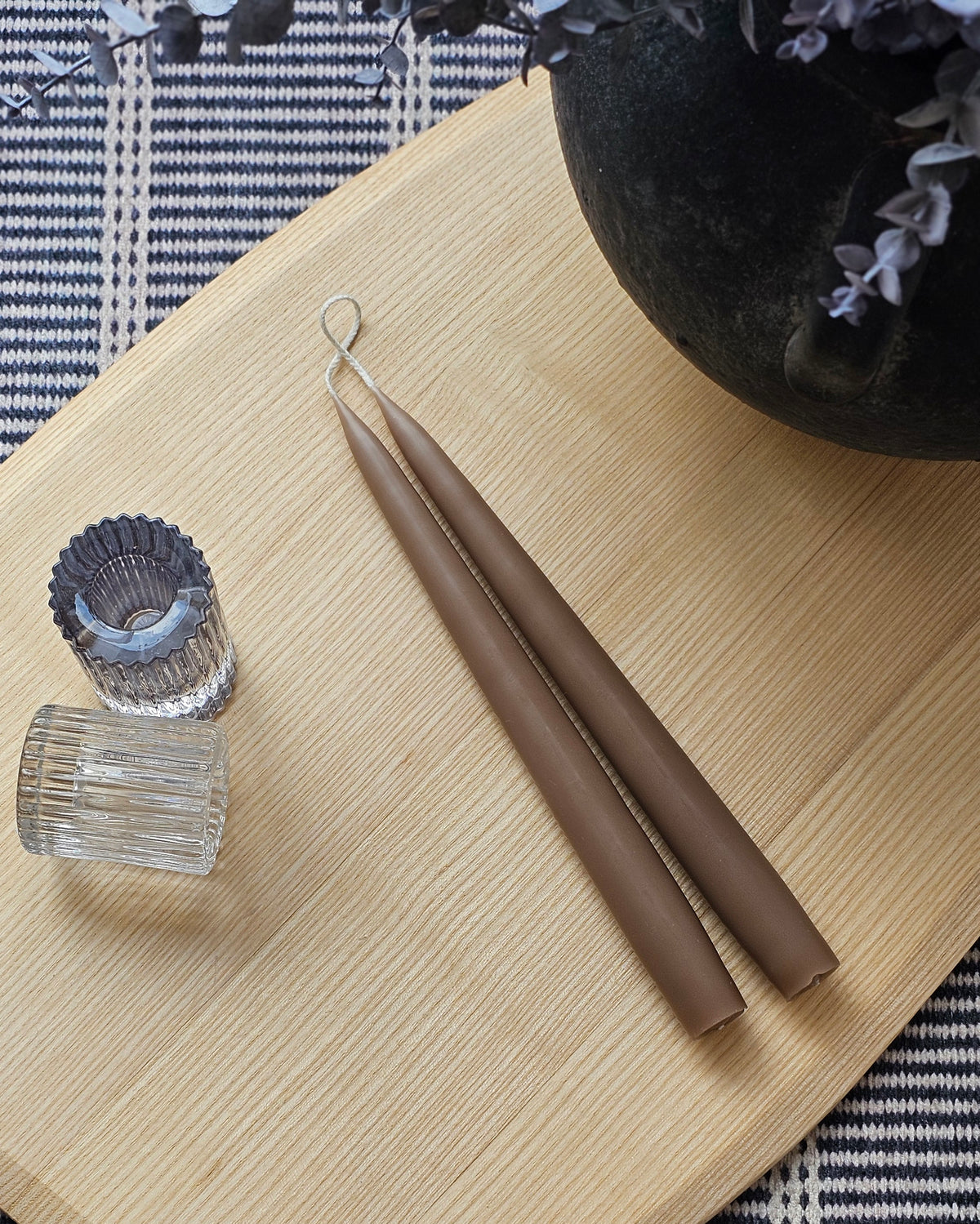 Pair of 10" Taper Candles Taupe