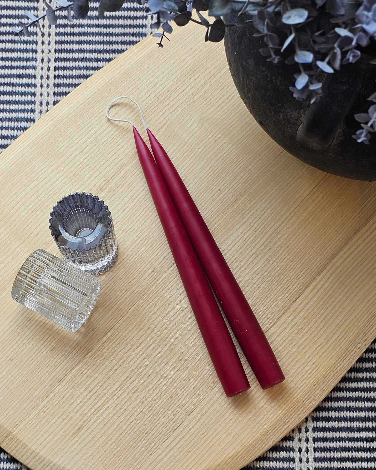 Pair of 10" Taper Candles Burgundy